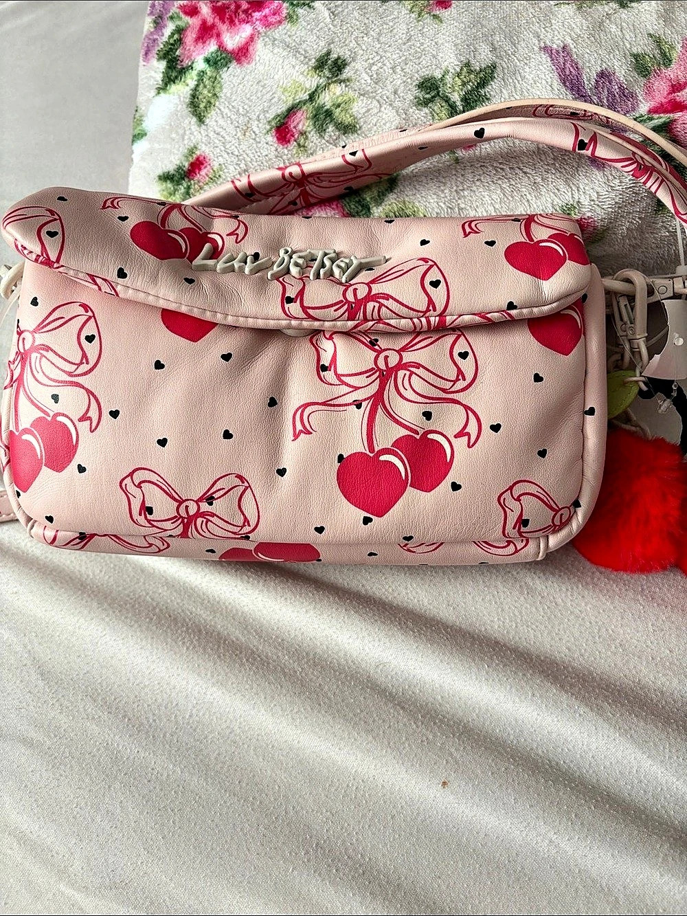 Luv Betsey by Betsey Johnson Pink Bow Cherry Shoulder Bag